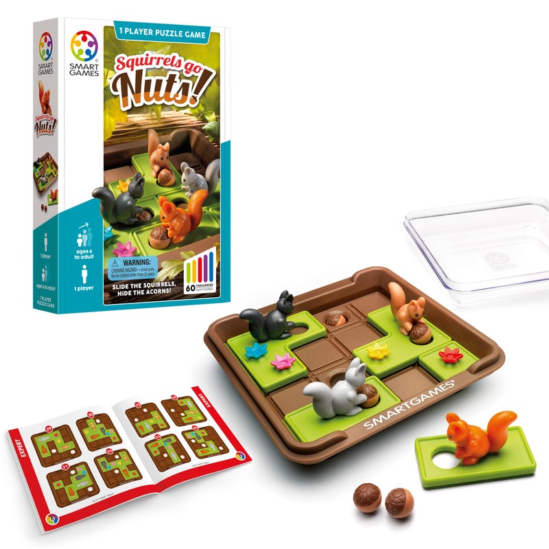 SmartGames Squirrels Go Nuts Sliding Logic Travel Puzzle Game with 60 Challenges for Kids Ages 6+ - Image 1